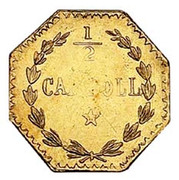 USA 1/2 Cal Doll 1881 KM# 8.11 Small size Gold Coins 1/2 CAL DOLL * coin reverse USA 1/2 Cal Doll 1881 KM# 8.11 Small size Gold Coins 1/2 CAL DOLL * coin reverse