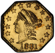 USA 1/4 Doll 1881 KM# 1.10 Small size Gold Coins 1881 coin obverse USA 1/4 Doll 1881 KM# 1.10 Small size Gold Coins 1881 coin obverse