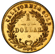 USA 1 Dollar Round 1872 KM# 16 CALIFORNIA GOLD 1 DOLLAR coin reverse