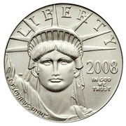 USA $10 American Eagle 2008 W Proof KM# 434 LIBERTY 2008 IN GOD WE TRUST E PLURIBUS UNUM coin obverse USA $10 American Eagle 2008 W Proof KM# 434 LIBERTY 2008 IN GOD WE TRUST E PLURIBUS UNUM coin obverse