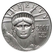 USA $10 Burnished American Eagle 2007 W Proof KM# 414 LIBERTY 2007 IN GOD WE TRUST E PLURIBUS UNUM coin obverse USA $10 Burnished American Eagle 2007 W Proof KM# 414 LIBERTY 2007 IN GOD WE TRUST E PLURIBUS UNUM coin obverse