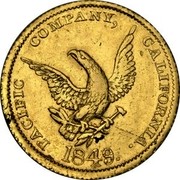 USA 10 Dollars 1849 KM# 46.1 Pacific Company PACIFIC COMPANY, CALIFORNIA. coin reverse