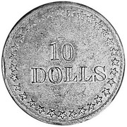 USA 10 Dolls (1849) KM# 44 J. S. Ormsby 10 DOLLS coin reverse
