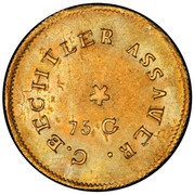 USA $2.50 (1831-42) KM# 93.2 Christopher Bechtler (North Carolina) C. BECHLER ASSAYER 75 G * coin reverse USA $2.50 (1831-42) KM# 93.2 Christopher Bechtler (North Carolina) C. BECHLER ASSAYER 75 G * coin reverse