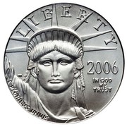 USA $25 American Eagle 2006 W Proof KM# 390 LIBERTY IN GOD WE TRUST E PLURIBUS UNUM coin obverse USA $25 American Eagle 2006 W Proof KM# 390 LIBERTY IN GOD WE TRUST E PLURIBUS UNUM coin obverse