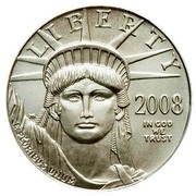 USA $25 American Eagle 2008 W Proof KM# 435 LIBERTY 2008 IN GOD WE TRUST E PLURIBUS UNUM coin obverse USA $25 American Eagle 2008 W Proof KM# 435 LIBERTY 2008 IN GOD WE TRUST E PLURIBUS UNUM coin obverse