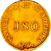 USA 5 Dolls (1849) Unique KM# 43.2 J. S. Ormsby UNITED STATES OF AMERICA J.S.O CAL. coin obverse