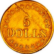 USA 5 Dolls (1849) Unique KM# 43.2 J. S. Ormsby 5 DOLLS coin reverse