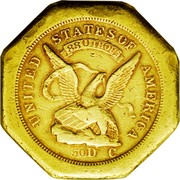 USA 50 D 1851 KM# 31.1 Dunbar & Company UNITED STATES OF AMERICALIBERTY 880 THOUS 50 D C coin obverse USA 50 D 1851 KM# 31.1 Dunbar & Company UNITED STATES OF AMERICALIBERTY 880 THOUS 50 D C coin obverse