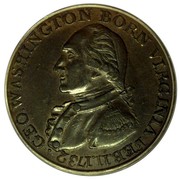 USA Cent 1792 KM# Tn61.1a Washington Pieces ∙ GEO. WASHINGTON BORN VIRGINIA FEB. 11. 1732 coin obverse USA Cent 1792 KM# Tn61.1a Washington Pieces ∙ GEO. WASHINGTON BORN VIRGINIA FEB. 11. 1732 coin obverse