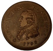 USA Cent 1792 KM# Tn60.2 Washington Pieces G. WASHINGTON. PRESIDENT. I. coin obverse