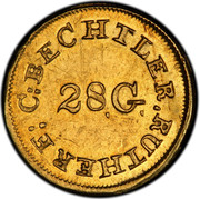USA Dollar (1831-42) KM# 88.1 Christopher Bechtler (North Carolina) C: BECHTLER. RUTHERF: 28. G. coin obverse USA Dollar (1831-42) KM# 88.1 Christopher Bechtler (North Carolina) C: BECHTLER. RUTHERF: 28. G. coin obverse