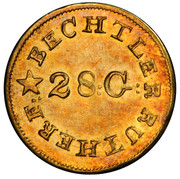 USA Dollar C. Bechtler (1831-42) KM# 87 BECHTLER RUTHERF: 28: G: coin obverse USA Dollar C. Bechtler (1831-42) KM# 87 BECHTLER RUTHERF: 28: G: coin obverse
