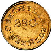 USA Dollar C. Bechtler (1831-42) KM# 88.2 C: BECHTLER RUTHERF: 28 G. coin obverse USA Dollar C. Bechtler (1831-42) KM# 88.2 C: BECHTLER RUTHERF: 28 G. coin obverse