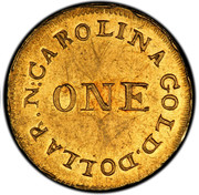USA Dollar (1831-42) KM# 88.1 Christopher Bechtler (North Carolina) N: CAROLINA GOLD. DOLLAR. ONE coin reverse USA Dollar (1831-42) KM# 88.1 Christopher Bechtler (North Carolina) N: CAROLINA GOLD. DOLLAR. ONE coin reverse
