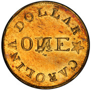 USA Dollar C. Bechtler (1831-42) KM# 87 CAROLINA DOLLAR ONE coin reverse USA Dollar C. Bechtler (1831-42) KM# 87 CAROLINA DOLLAR ONE coin reverse