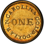 USA Dollar C. Bechtler (1831-42) KM# 89 N: CAROLINA GOLD. DOLLAR. ONE coin reverse USA Dollar C. Bechtler (1831-42) KM# 89 N: CAROLINA GOLD. DOLLAR. ONE coin reverse