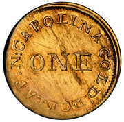 USA Dollar C. Bechtler (1831-42) KM# 88.2 N. CAROLINA GOLD DOLLAR ONE coin reverse USA Dollar C. Bechtler (1831-42) KM# 88.2 N. CAROLINA GOLD DOLLAR ONE coin reverse
