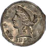 USA Five D. 1850 KM# 26 Dubosq & Company DUBOSO & CO coin obverse USA Five D. 1850 KM# 26 Dubosq & Company DUBOSO & CO coin obverse