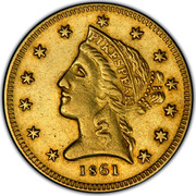 USA Five D. Liberty Half Eagle 1861 KM# 66 PIKESPRAK 1861 coin obverse USA Five D. Liberty Half Eagle 1861 KM# 66 PIKESPRAK 1861 coin obverse