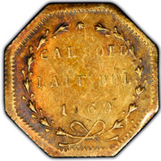USA Half Dol. Octagonal 1869 KM# 8.8 CAL GOLD HALF DOL. *YEAR* coin reverse USA Half Dol. Octagonal 1869 KM# 8.8 CAL GOLD HALF DOL. *YEAR* coin reverse