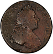 USA Penny 1727 KM# 14 Rosa Americana GEORGIUS II D. GRA. REX ∙ coin obverse USA Penny 1727 KM# 14 Rosa Americana GEORGIUS II D. GRA. REX ∙ coin obverse