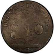 USA Penny 1727 KM# 14 Rosa Americana ROSA ∙ SINE ∙ SPINA ∙ coin reverse USA Penny 1727 KM# 14 Rosa Americana ROSA ∙ SINE ∙ SPINA ∙ coin reverse