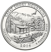 USA Quarter Dollar Great Smokey Mountains National Park 2014 S KM# 566a GREAT SMOKY MOUNTAINS TENNESSEE 2014 E PLURIBUS UNUM coin reverse