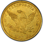 USA Ten D. 1849 KM# 38.3 Moffat & Company S.M.V. CALIFORNIA GOLD TEN D. coin reverse