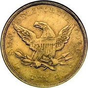 USA Ten D. 1851 KM# 19 Baldwin & Company S.M.V. CALIFORNIA GOLD TEN D. coin reverse