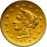 USA Ten D. 1852 KM# 58 Wass, Molitor & Company W. M. & CO coin obverse USA Ten D. 1852 KM# 58 Wass, Molitor & Company W. M. & CO coin obverse