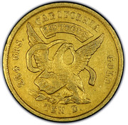 USA Ten D. 1852 KM# 39.1 Moffat & Company 264 GRS. CALIFORNIA GOLD TEN D. 880 THOUS coin reverse