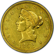 USA Ten D. Wass Molitor California Gold Rush 1852 KM# 57 W. M. & CO coin obverse USA Ten D. Wass Molitor California Gold Rush 1852 KM# 57 W. M. & CO coin obverse