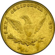 USA Ten D. Wass Molitor California Gold Rush 1855 KM# 59.2 S.M.V. CALIFORNIA GOLD. TEN D. coin reverse USA Ten D. Wass Molitor California Gold Rush 1855 KM# 59.2 S.M.V. CALIFORNIA GOLD. TEN D. coin reverse