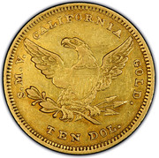 USA Ten Dol. 1849 KM# 38.4 Moffat & Company S.M.V. CALIFORNIA GOLD TEN DOL. coin reverse