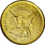 USA Ten Dols. 1852/1 KM# 29.2 Dunbar & Company UNITED STATES OF AMERICA LIBERTY 887 THOUS TEN DOLS. coin obverse USA Ten Dols. 1852/1 KM# 29.2 Dunbar & Company UNITED STATES OF AMERICA LIBERTY 887 THOUS TEN DOLS. coin obverse