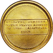 USA Ten Dols. 1852/1 KM# 29.1 Dunbar & Company AUGUSTUS HUMBERT. UNITED STATES ASSAYER OF GOLD CALIFORNIA. 1852. coin reverse USA Ten Dols. 1852/1 KM# 29.1 Dunbar & Company AUGUSTUS HUMBERT. UNITED STATES ASSAYER OF GOLD CALIFORNIA. 1852. coin reverse
