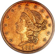 USA Twenty D. 1851 KM# 20 Baldwin & Company BALDWIN & CO coin obverse