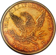 USA Twenty D. 1851 KM# 20 Baldwin & Company S.M.V. CALIFORNIA GOLD TWENTY D. coin reverse