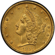 USA Twenty D. 1855 KM# 33.5 Kellogg & Company KELLOGG & CO coin obverse USA Twenty D. 1855 KM# 33.5 Kellogg & Company KELLOGG & CO coin obverse