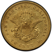 USA Twenty D. 1855 KM# 33.6 Kellogg & Company SAN FRANCISCO CALIFORNIA TWENTY D. coin reverse USA Twenty D. 1855 KM# 33.6 Kellogg & Company SAN FRANCISCO CALIFORNIA TWENTY D. coin reverse