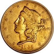 USA Twenty Dol. 1855 KM# 60 Wass, Molitor & Company W. M. & CO coin obverse USA Twenty Dol. 1855 KM# 60 Wass, Molitor & Company W. M. & CO coin obverse