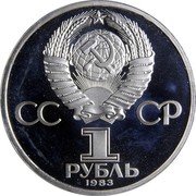 Russia 1 Rouble 100th Anniversary of Karl Marx 1983 Proof Y# 191.1 СССР 1 РУБЛЬ 1983 coin obverse