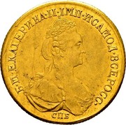 Russia 10 Roubles Ekaterina II (СПБ) 1783 СПБ C# 79c Б∙М∙ЕКАТЕРИНА∙II∙ІМП∙ІСАМОД∙ВСЕРОС ТІ СПБ coin obverse Russia 10 Roubles Ekaterina II (СПБ) 1783 СПБ C# 79c Б∙М∙ЕКАТЕРИНА∙II∙ІМП∙ІСАМОД∙ВСЕРОС ТІ СПБ coin obverse