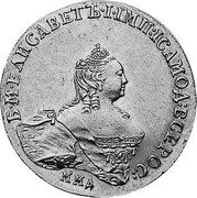 Russia 10 Roubles Elizabeth I (ММД) 1758 ММД C# 28.1 Б∙М∙ЕЛИСАВЕТЪ∙І∙ІМП:ІСАМОД:ВСЕРОС: ММД coin obverse Russia 10 Roubles Elizabeth I (ММД) 1758 ММД C# 28.1 Б∙М∙ЕЛИСАВЕТЪ∙І∙ІМП:ІСАМОД:ВСЕРОС: ММД coin obverse