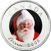 Canada 25 Cents Christmas 2008 Prooflike KM# 764 CANADA 25 CENTS 2008 coin reverse