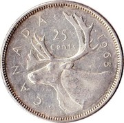 Canada 25 Cents Elizabeth II 2nd portrait 1965 KM# 62 CANADA 25 CENTS coin reverse Canada 25 Cents Elizabeth II 2nd portrait 1965 KM# 62 CANADA 25 CENTS coin reverse