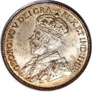 Canada 25 Cents George V 1914 KM# 24 GEORGIVS V DEI GRA: REX ET IND: IMP: coin obverse Canada 25 Cents George V 1914 KM# 24 GEORGIVS V DEI GRA: REX ET IND: IMP: coin obverse