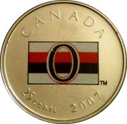 Canada 25 Cents Ottawa Senators 2007 Maple leaf Prooflike KM# 714 CANADA TM 25 CENTS 2007 coin reverse Canada 25 Cents Ottawa Senators 2007 Maple leaf Prooflike KM# 714 CANADA TM 25 CENTS 2007 coin reverse