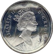 Canada 25 Cents (Royal Canadian Mint) KM# 312 ELIZABETH II D ∙ G ∙ REGINA coin obverse Canada 25 Cents (Royal Canadian Mint) KM# 312 ELIZABETH II D ∙ G ∙ REGINA coin obverse